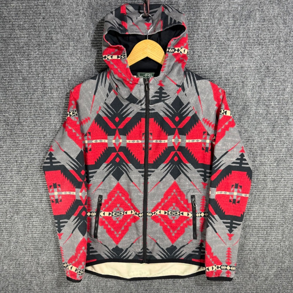 Lauren Active Ralph Lauren Womens Southwestern Geometric Full Zip Hoodie Red S